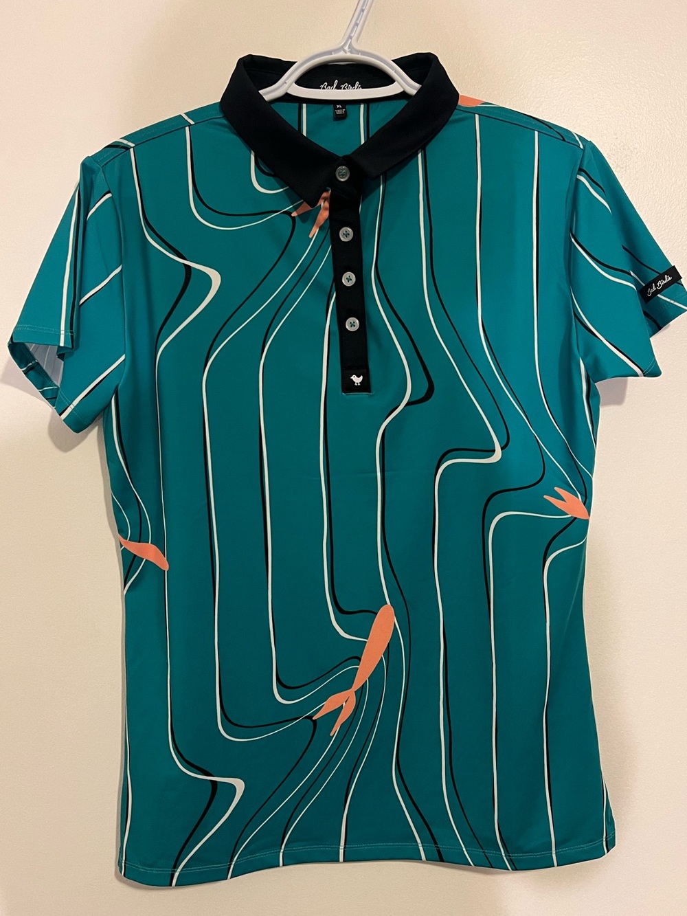 Bad Birdie Women's Golf Polo - Koi Joy Turquoise Style